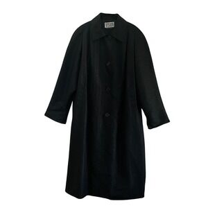 Vision American Made USA Long Black Coat Shoulder Pads Button Front Womens 12